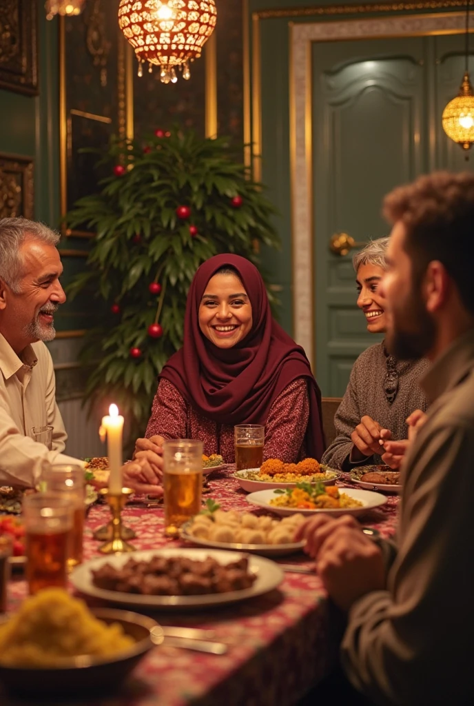 Muslims are eating a lot of food after fasting in Ramadan