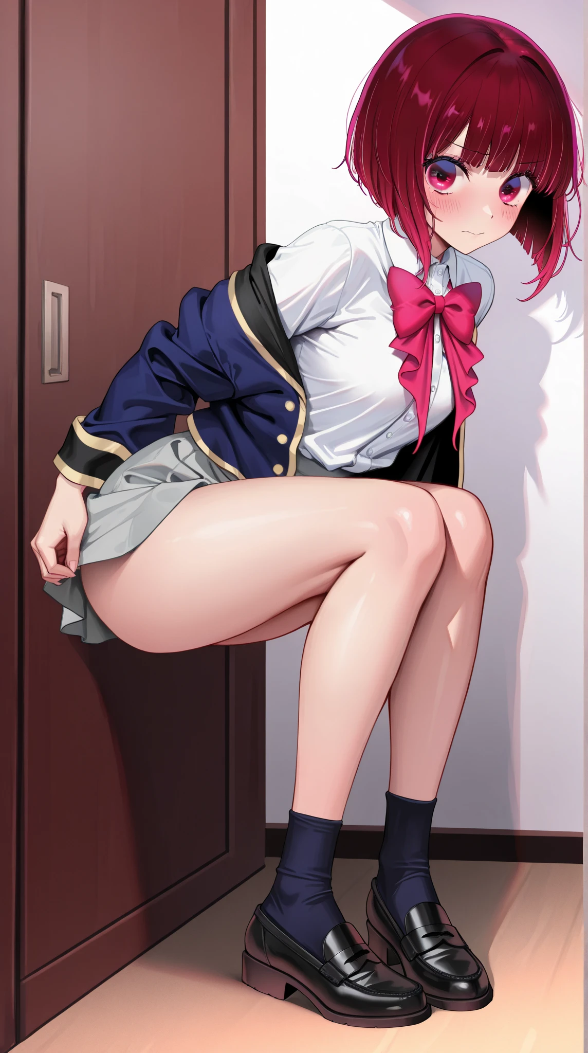 Mafuyukirisu, (blue eyes, braid, long hair, twin braids, pink hair), nude, (pussy:1.2)
BREAK , (miniskirt:1.2), sitting, (look from below), ((arms behind on back)), no panties, (clitoris), wild lift
BREAK looking at viewer, (school uniform)
BREAK, yard
BREAK (masterpiece:1.2), best quality, perfect super ultra high resolution, unity 64k wallpaper, (illustration:0.8), (beautiful detailed eyes:1.6), extremely detailed face, perfect lighting, extremely detailed CG, (perfect hands, perfect anatomy