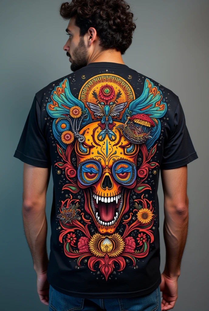 /imagine prompt: a skull, in a leather jacket and jeans, simulating the CMYK color process, monochromatic background, by yukisakura, with 3D effect, incredible and original colors, High-Density Printing: "a robust and well-defined design, like a high-density print." "like puff printing" on a 1979 Harley Davidson, intricate geometric patterns, Art Deco, vector illustration, vintage colors, magical realism, synthwave:: t-shirt vector, center composition graphic design, plain background: upbeta --ar 1:1