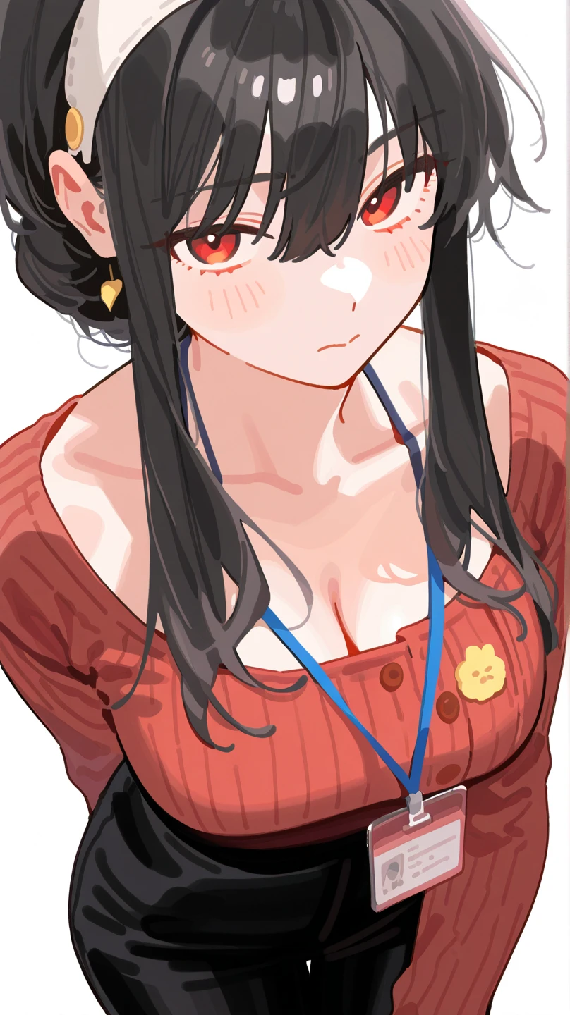 One Woman、Big Breasts、Black Hair、Long Hair、Straight Hair、Ahoge、high school student、Naughty、fine、Magenta Eyes、Yellow