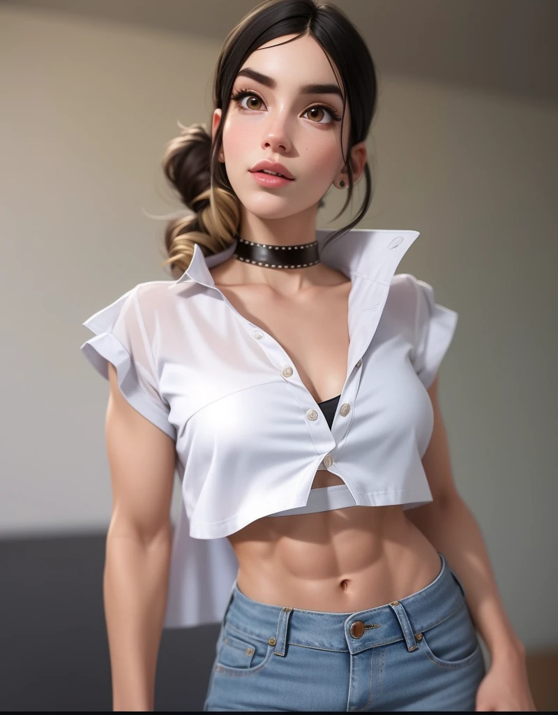 (Muscular:2.3), (thick thighs:2.3), (sculped muscles:1.5), (athletic body:1.2), (muscular body:1.5),
(caucasian female:1.5), (pale skin, straight black hair, blunt bangs:1.4), (big smile:2.2), (long hair), (blue eyes:1.4), z003yd-v1, (cat ears:1.2), (freckles:1.5),
(stud earrings, lipstick, eyeshadow:1.3),
(small breasts:2.5), (hard nipples),
(choker, sleeveless over the shoulder top, skirt:2),
(looking at viewer), (three quarter view:1.5), (upper body view:1.2),
highrise living room, (nighttime:1.3), rim lighting, two tone lighting, dim lighting, soft lighting, bokeh, detailed skin, detailed eyes