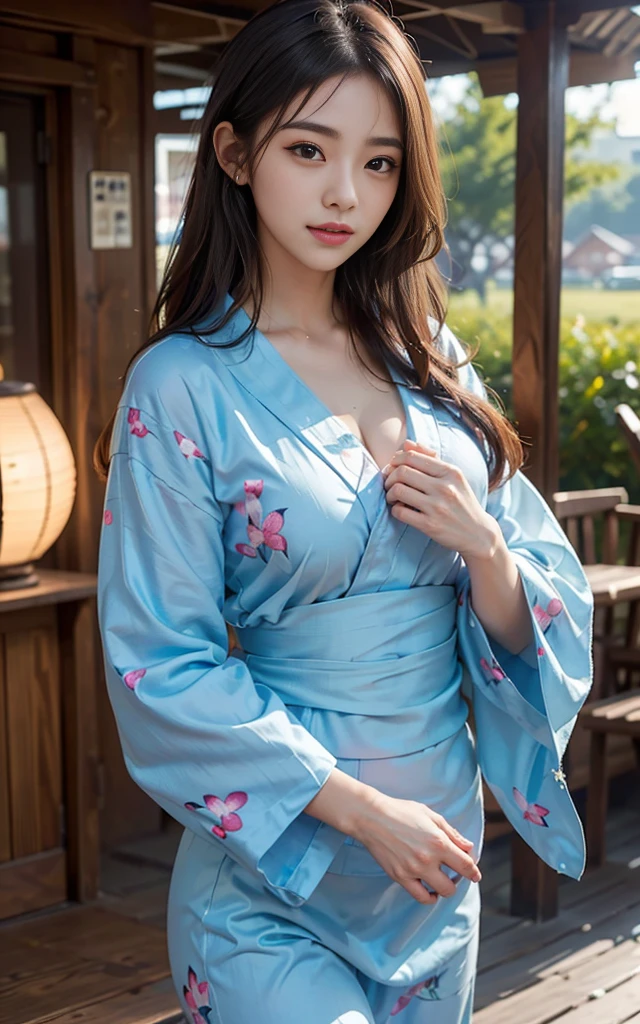 (8K, 超A high resolution, Best Quality, masutepiece:1.2),(sixteen years old:1.2)、(a smile、cute little)、(Eye)、8K、RAW portrait of japanese girl、Photorealsitic、超A high resolution、top-quality、 (Relatively large breasts, cleavage:1.2),(Yukata and no bra :1.3)、(From below:1.2)、sit a chair、Cross your arms、(Panchira:1.2)、(upscale cafe:1.4) BREAK (Natural Skin Texture、Detailed skin、Hyper-Realism、ultra sharpness)、intricate detailes、depth of fields、Dim lighting、Korean Idol、Nogizaka Idol、hposing Gravure Idol、actress、Fashion Model Pose、tall
