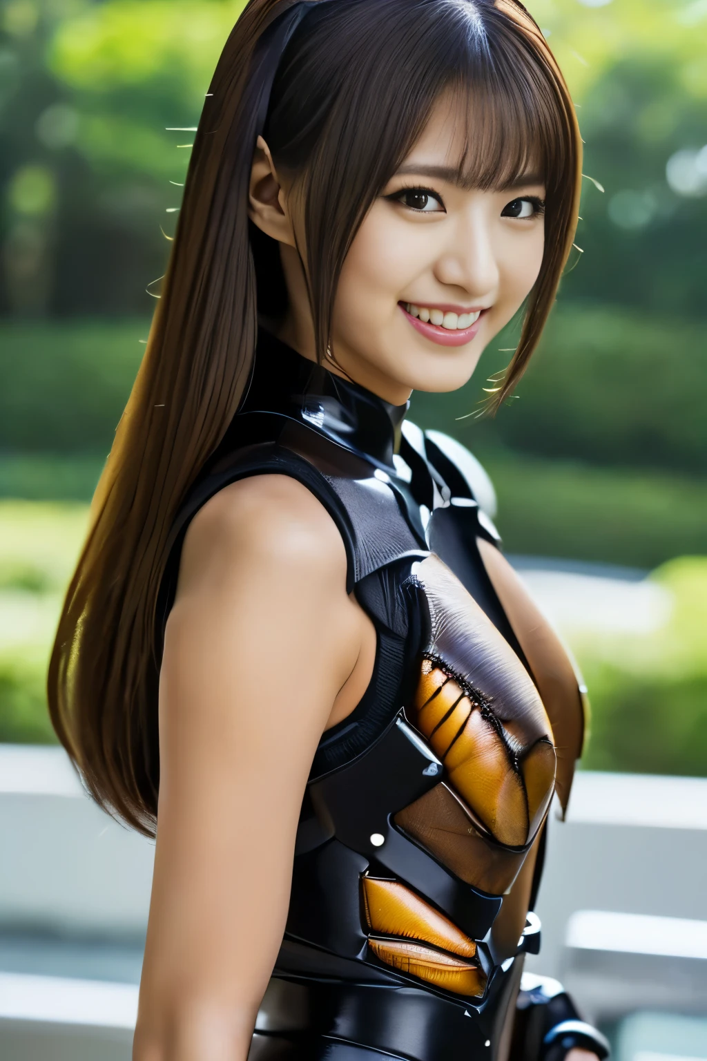 (High resolution,masterpiece,highest quality,Very detailed CG, anime, official art:1.4), realistic, photograph, amazing detail, all complicated, luster and luster,great many layers, 8k wallpaper, 3D, sketch, cute, figure,( alone:1.4), perfect female proportions,villain's daughter, (Fusion of dark brown cockroach and lady:1.4), (brown cockroach form lady:1.2), (brown cockroach woman:1.2), (Fusion:1.2), (alone:1.4), (evil smile:1.2), muscular, abs, (Cockroach brown exoskeleton bio insect suit:1.4), (Cockroach brown exoskeleton bio insect armor:1.2), (brown transparent cockroach feathers:1.4), (brown cockroach antenna:1.3),