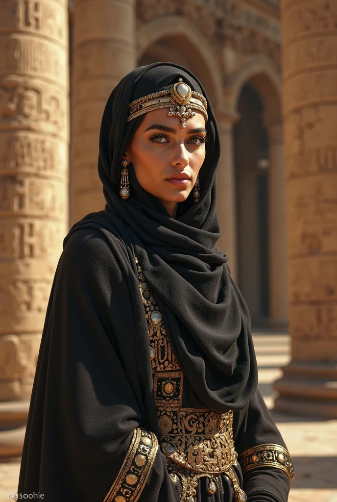 modelshoot style, (extremely detailed CG unity 8k wallpaper), full shot body photo of the most beautiful artwork in the world, (arabic princess), delicate silk clothes, arabian silk Hijab, magic, an arabic village with persian details in the background, hdr, photorealistic painting by Ed Blinkey, Atey Ghailan, Studio Ghibli, by Jeremy Mann, Greg Manchess, Antonio Moro, trending on ArtStation, trending on CGSociety, Intricate, High Detail, Sharp focus, dramatic, photorealistic painting art by midjourney and greg rutkowski