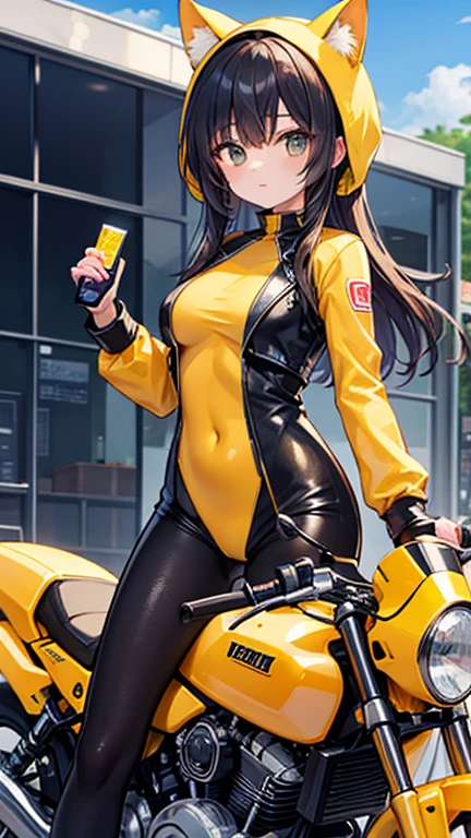 In the near-future Tokyo, meet "Stealthy Courier," a 16-year-old pizza delivery android who disguises herself as an ordinary pizza delivery girl. She rides a standard delivery motorcycle, giving off the appearance of a typical food courier. However, beneath this facade lies a secret; she houses the digital consciousness of a girl trapped in a virtual reality.
Visually, her outfit should consist of a casual pizza delivery uniform, with a hint of futuristic flair, such as subtle neon accents or tech-inspired elements. Her appearance as an everyday delivery girl ensures she seamlessly blends in with the urban landscape while performing her covert operations.
Unsuspecting bystanders would never guess that her pizza boxes hide compartments for specialized weapons. Her back, shoulders, and hip holsters conceal an array of advanced and compact weaponry, making her a formidable anti-terrorist force.
When the need arises, "Stealthy Courier" transforms from a cheerful food courier to a focused and relentless operative. Her digital consciousness enables her to process information at lightning speed, making her a strategic and precise combatant.
In action-packed scenes, "Stealthy Courier" displays expert coordination between her bike maneuvers and swift deployment of her weaponry. Her primary firearms are custom-designed energy pistols with silent firing capabilities, enhancing her stealthy approach in taking down targets.