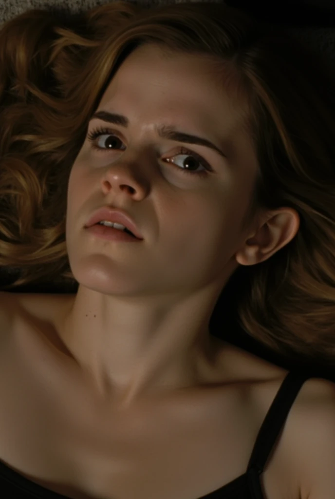 1girl, busty hermione granger, beautiful detailed eyes, beautiful detailed lips, extremely detailed face, longeyelashes, sitting on bed, wearing nightgown, aroused expression, wetting self, realistic, photorealistic, ultra-detailed, 8k, highres, masterpiece, vivid colors, studio lighting