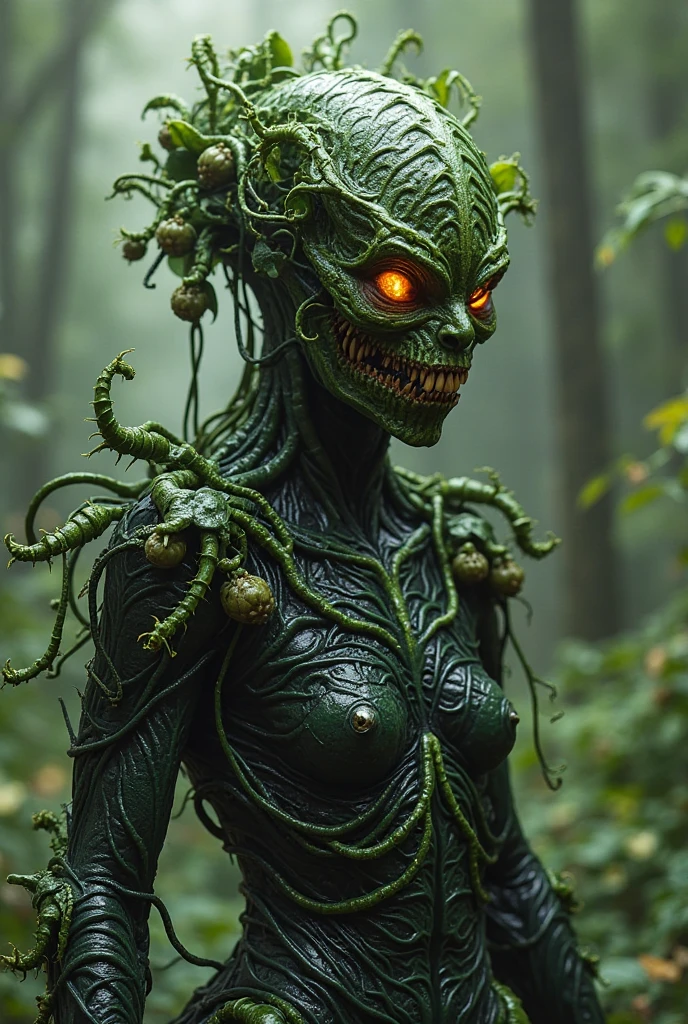 Zombie Hordes、A carnivorous mutant plant that attacks zombies、A plant with long tentacles that captures and eats zombies、 (Highest quality、4K、8K、High resolution、masterpiece:1.2)、Super detailed、(Realistic、フォトRealistic、フォトRealistic:1.37)、Horror、Apocalyptic、Surreal、Dark fantasy