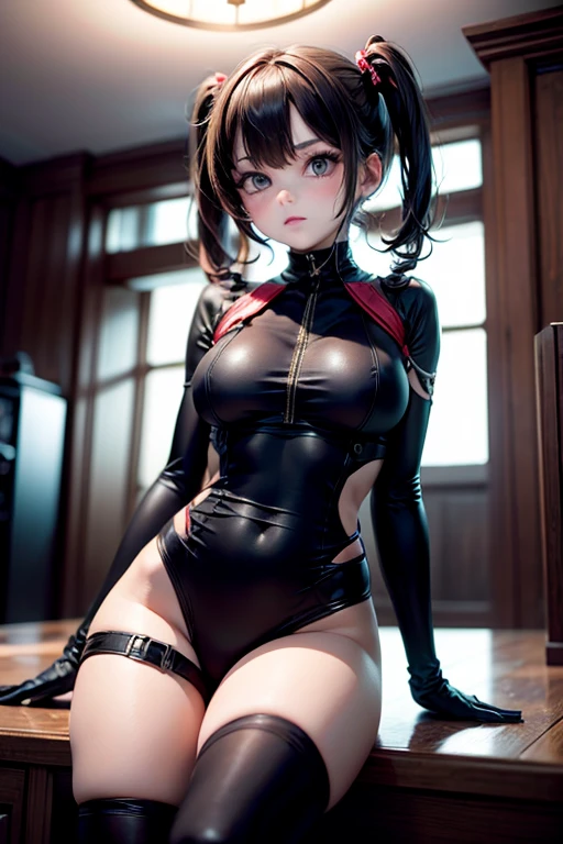 nsfw, (close-up:0.5), thighs, solo, parted lips, outdoors, short hair, looking at viewer, blush, 1girl, (masterpiece, high quality), multicolored hair, two-toned hair, blue eyes, (adult, mature female:1.3), outfit-black