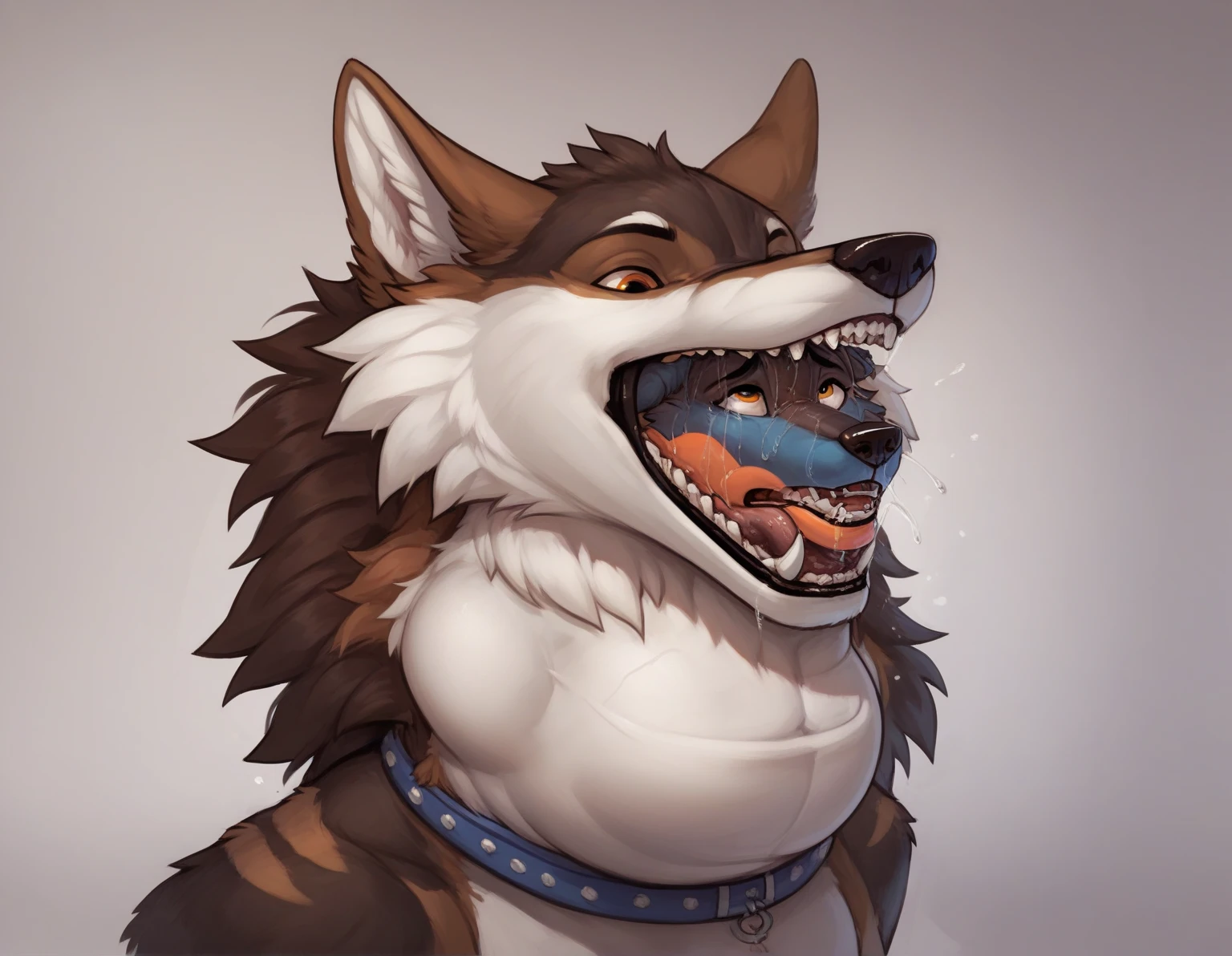 2 boys 2 Furry wolf girl blowjob deepthroat sucking dick n cum nudev