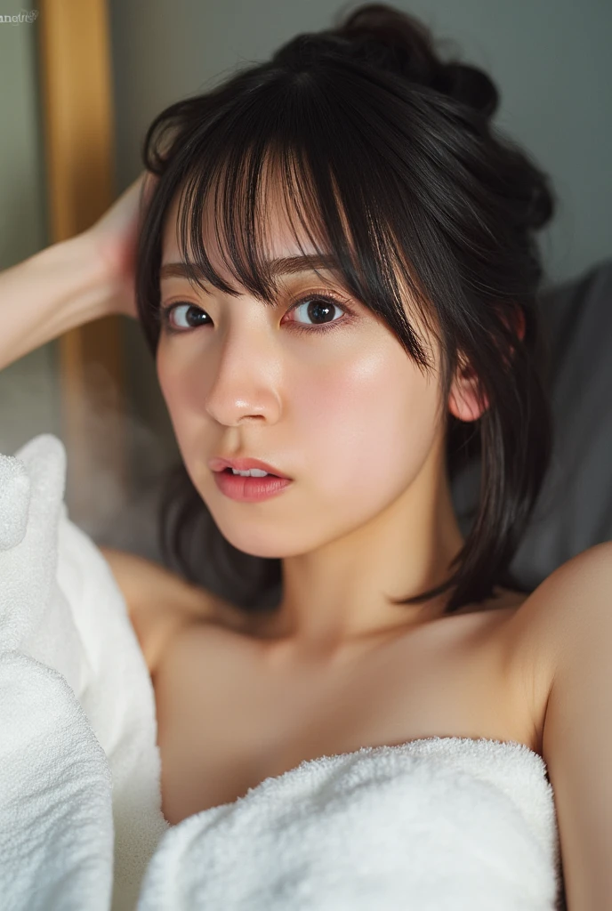 Masturbation,View from top to bottom、View from above、Face experiencing orgasm,topless、 is poured on the chest,Ultra-realistic,Ultra-high resolution,Highest quality,8k,masterpiece,close your eyes, Lips apart,Feeling sexually aroused, masterpiece, Highest quality, In detail、Sweaty