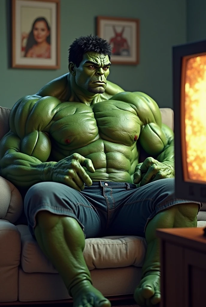 Hulk showing his feet green skin
