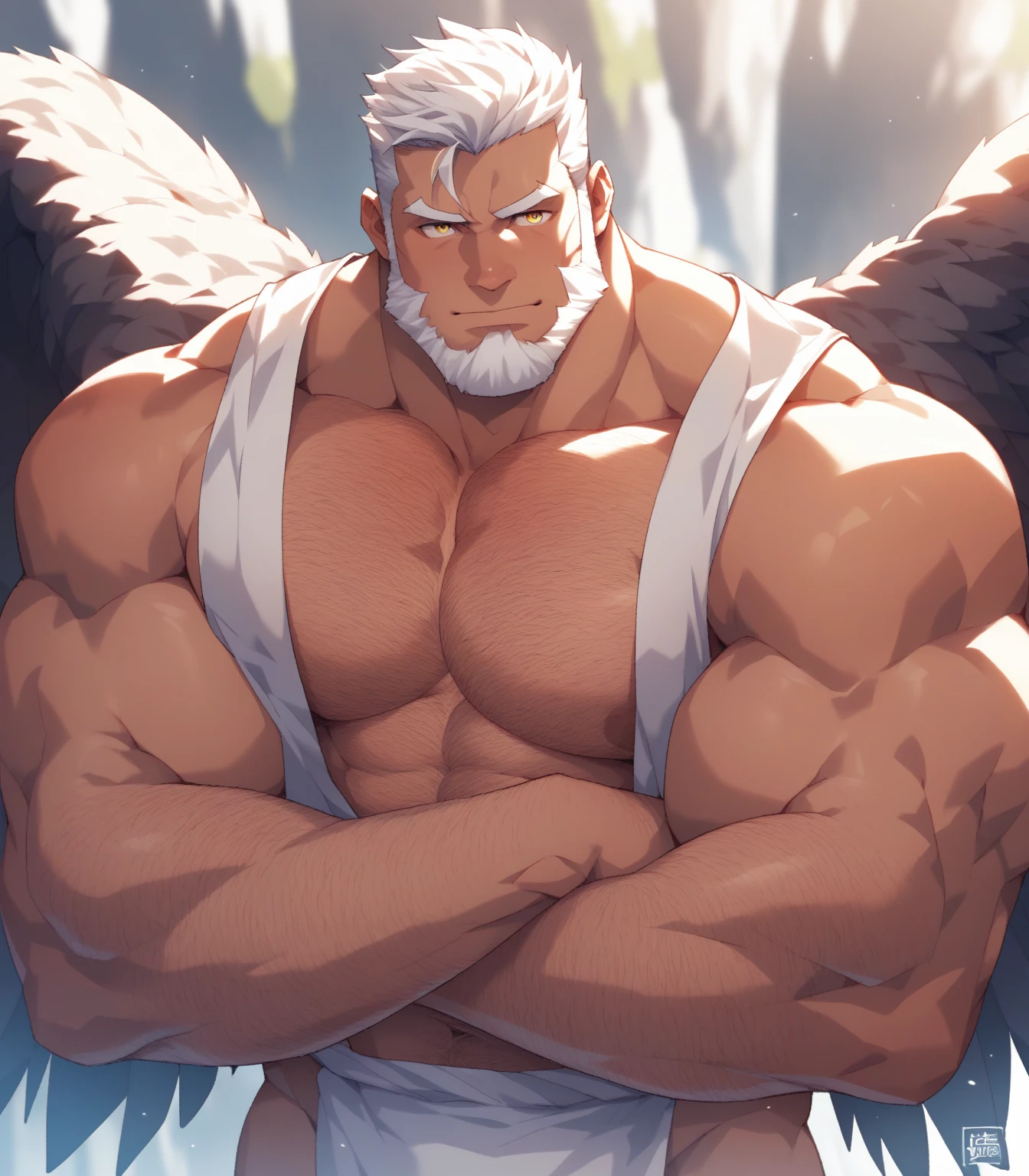 Christian God with White Beard Looking From Heaven to Earth