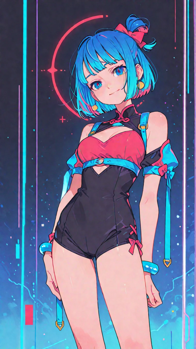 A girl,full bodyesbian,Thin leg,White hair,Blue eyes