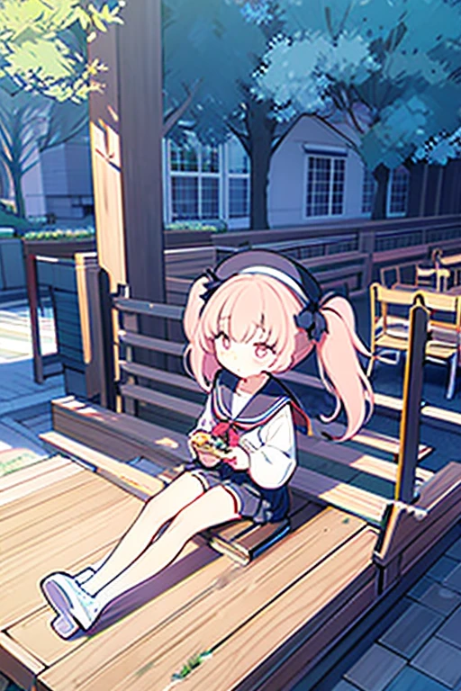 Japanese cartoon listening to music at classical school