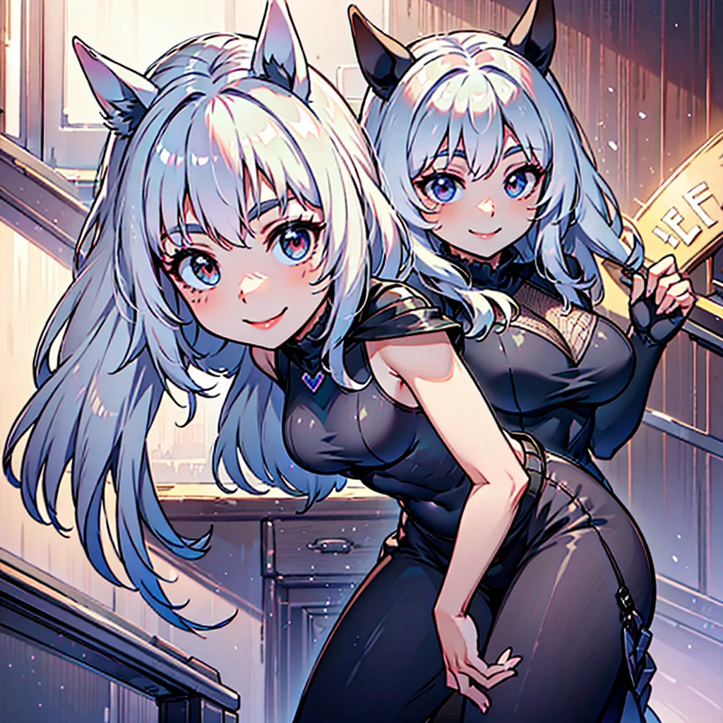 Black and white only. Mainline only.Vector line.Simple.Black Bikini.Black thigh-high boots with stiletto heels.Black corset.Black Long Gloves.Black garter belt.blonde.Full body image of a woman.No background.Cat mask.single