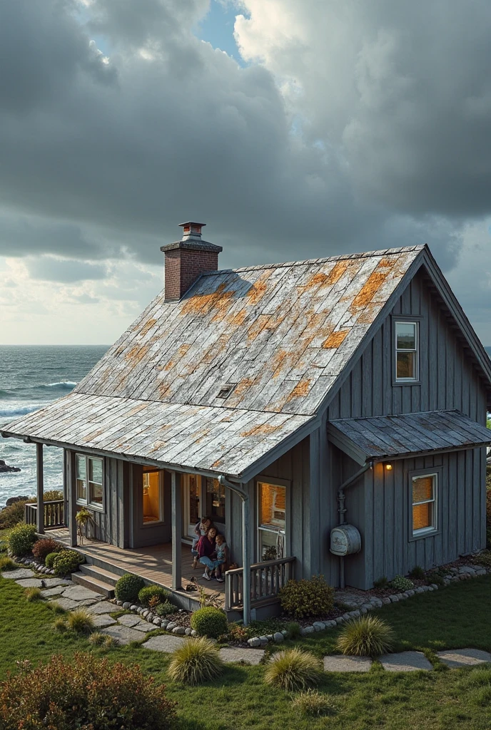 A small, whimsical cottage by the sea, its windows aglow with warm light, under a starry sky, the waves gently lapping at the shore ,soft shadowns, no contrast, clean sharp,clean sharp focus, digital photography