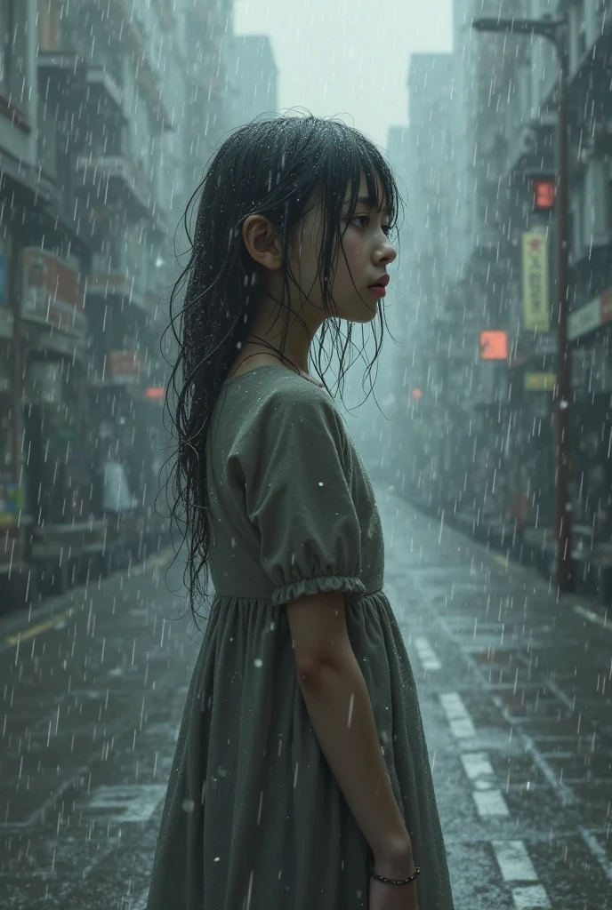 Girl in rain