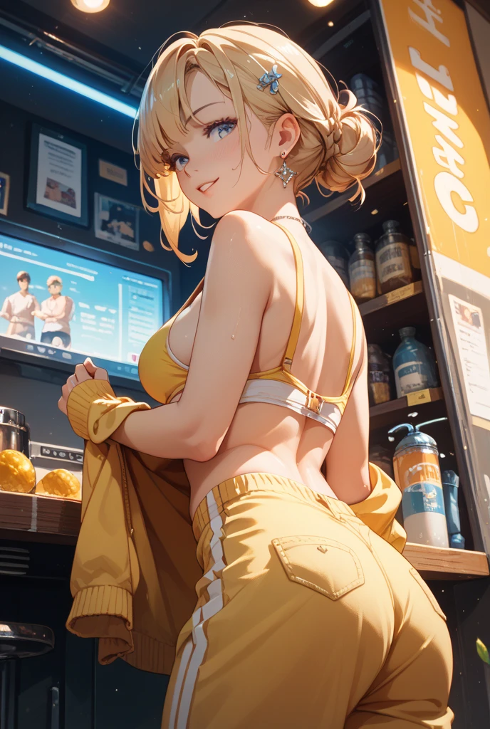 nude girl at mcdonalds only wearing an apron at the register
