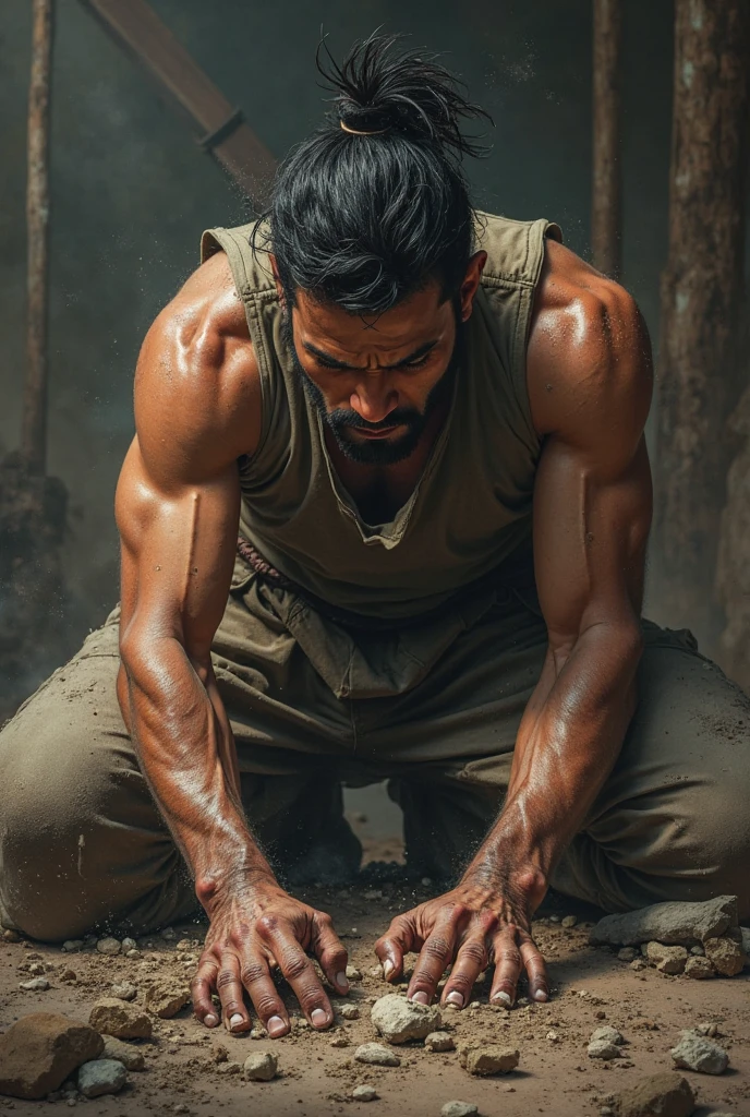 A man is working under the hot sun 