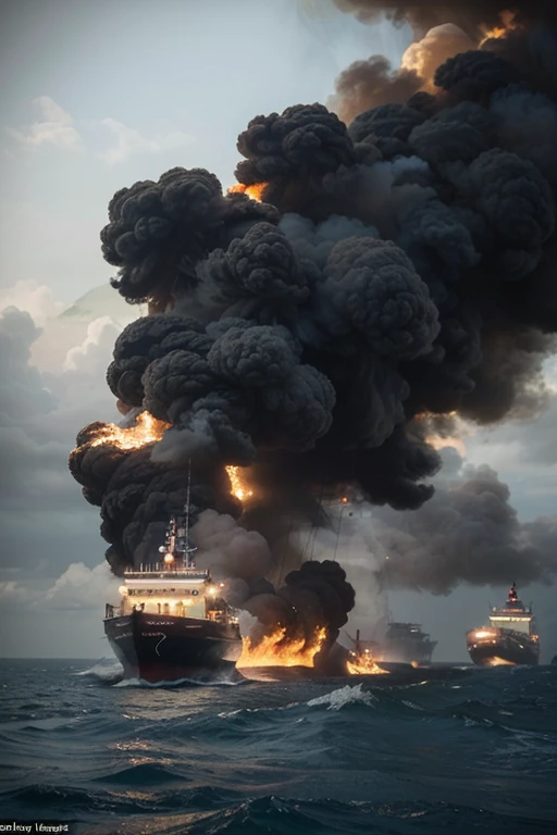 cinematic film still of <lora:Hong Kong action cinema style:1>
<lora:Kodak Motion Picture Film Style v4:0.5>
In the 1980's In Hong Kong China a boat is on fire with explosion smoke coming out of it,outdoors,sky,cloud,water,military,no humans,ocean,scenery,military vehicle,watercraft,ship,warship,battleship,Asian,cinematic,action-themed,violence,aim,aiming,pointing,Kodak,Film style,movie style,film grain,film contrast,action packed,serious,stunt,Hong Kong action cinema style,Asian,cinematic,action-themed,violence,aim,aiming,pointing,Kodak,Film style,movie style,film grain,film contrast,action packed,serious,stunt,Hong Kong action cinema style, shallow depth of field, vignette, highly detailed, high budget, bokeh, cinemascope, moody, epic, gorgeous, film grain, grainy