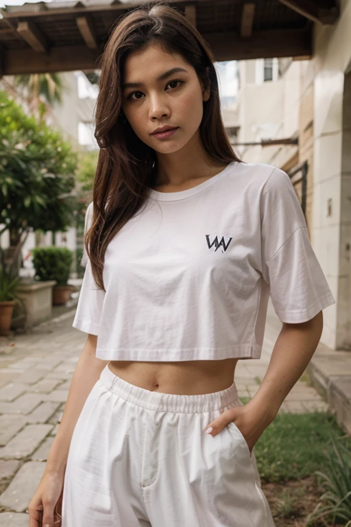 crystal rae, (camiseta) branca e ( no shorts) jeans