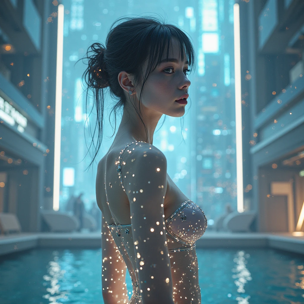  / curly hair, short curly light blue hair / spotless face / Very detailed face / on all fours / looking back / (Skinny body) / (small hips) / (Best Quality,8k,high resolution / (orgasm) / masseter piece:1.2) / ultra detailed / realist:1.37 / portrait / Dynamic Angle  / adolescent / Small head / small vagina / Beautiful /deportivo /lovely face,Detailed beauty face,very realistic skin  / small breasts / nice legs / hard breasts / cinematic lighting / NSFW:1.5 / (very detailed vagina ) / (orgasm) / small vagina / no panties / panties down / half panties / neosurrealism. digital art, neosurrealism, Neo Surrealism, Cover art, giant art, dreamy cyberpunk girl, promotional art, using superman S symbol, Tracer in a tight dress, near a galaxy, Skydoll Noah, superman s