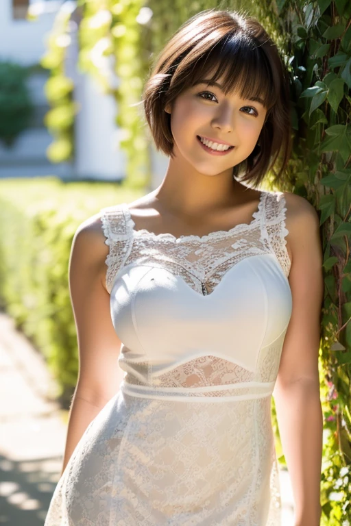 An enchanting, delicate young European lady with mesmerizing charm, captivating smile, and a subtle, elegant aura. Small bust.