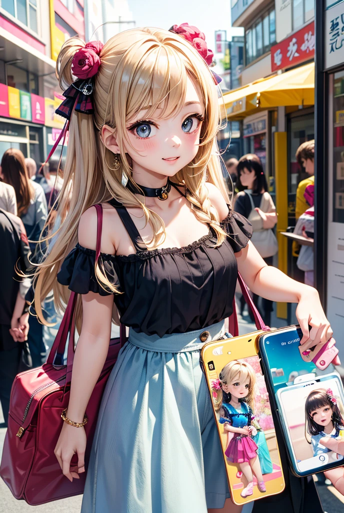A rapunzel girl and her friend carrying two or three shopping bags shopping in future tech city, tech city, futuristic, pleasant, illustration design
8K