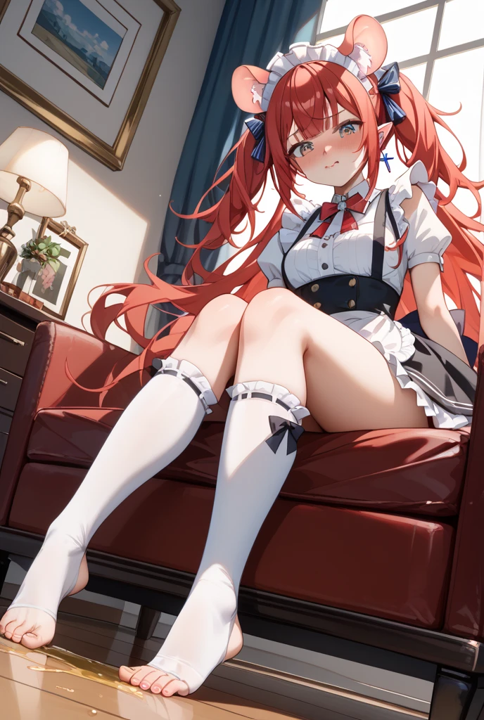 Perfect girl, lively, wearing a sailor suit and white stockings (with a bright red lining)，shoes
