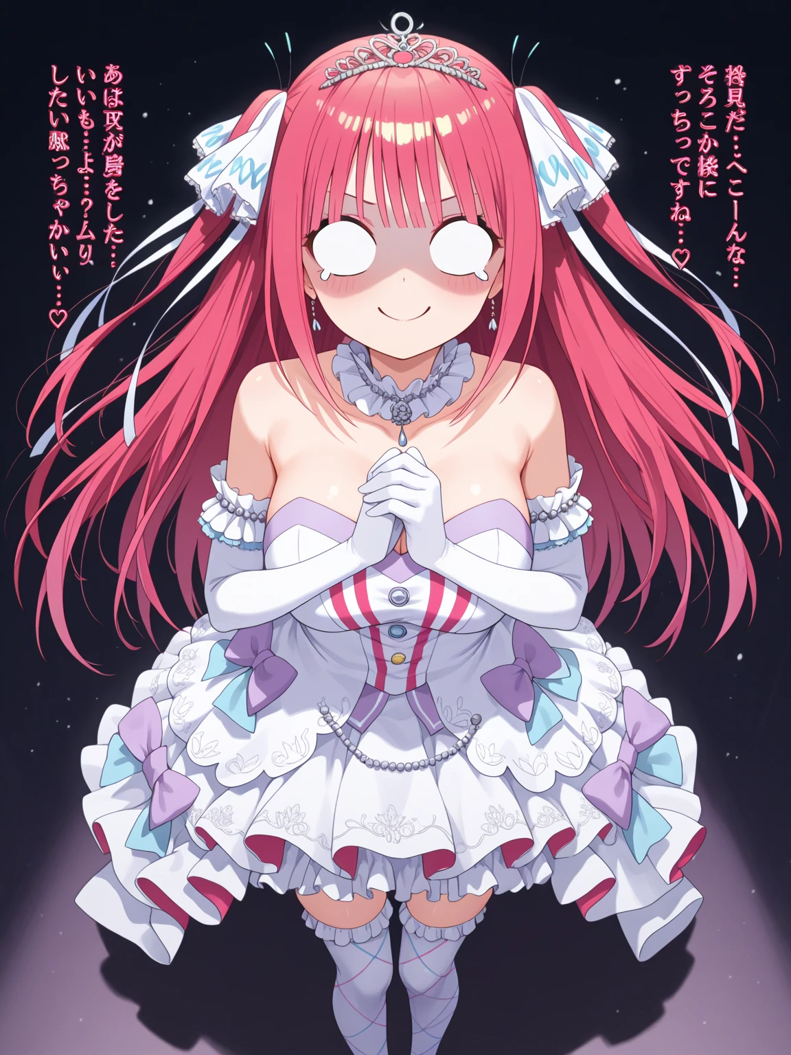 1girl, (skeleton:1.3), Flood,Plain,Pecs,Oppai,Hands on face,Long Hair,Tress,(platinum Belted Top,pink Lace skirt:1.3),hololive english,Classic Briefs ,(masterpiece,detailed,highres:1.4) <lora:plate:1>