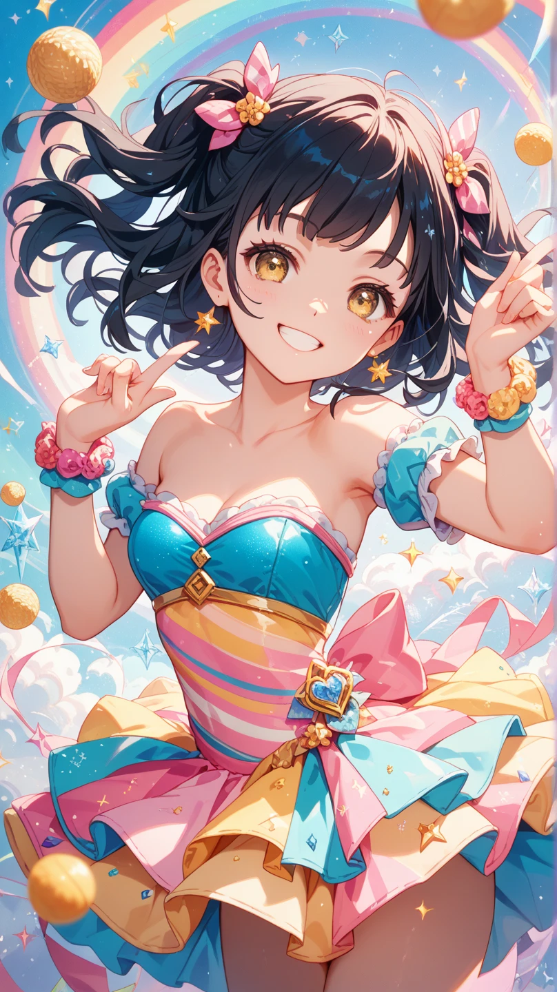 Cat-eared teenage girl,Cheerfulness,(Charmed:0.2),Highest quality,masterpiece,The ultimate solution,fluffy,Full splash、Perfect body,Short HairBrown Hair,Jewel-like eyes,Polka dot design,Swimwear,(Beautiful costumes),bikini, Polka dot stockings,Long legs,Muffin Shoes,embroidery,(Rainbow Bubbles:0.3),Dazzling Light(about:0.5),(Shine:0.3),firework、gossiper