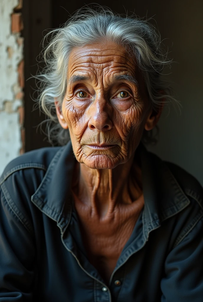 Old black woman slave with boobs