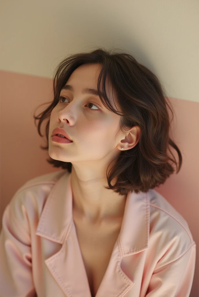 Masterpiece, absurderes, Hinata\(Boruto\), 1girll, Solo,Mature female, Off-the-shoulder oversized shirt, Perfectcomposition, Detailed lips, big breast, Beautiful face, body propotion, Blush, (Pink lips), Long hair, Purple eyes, Soft gaze, Super realistic, Detailed, photoshoot, Realistick faces and bodies, Side view