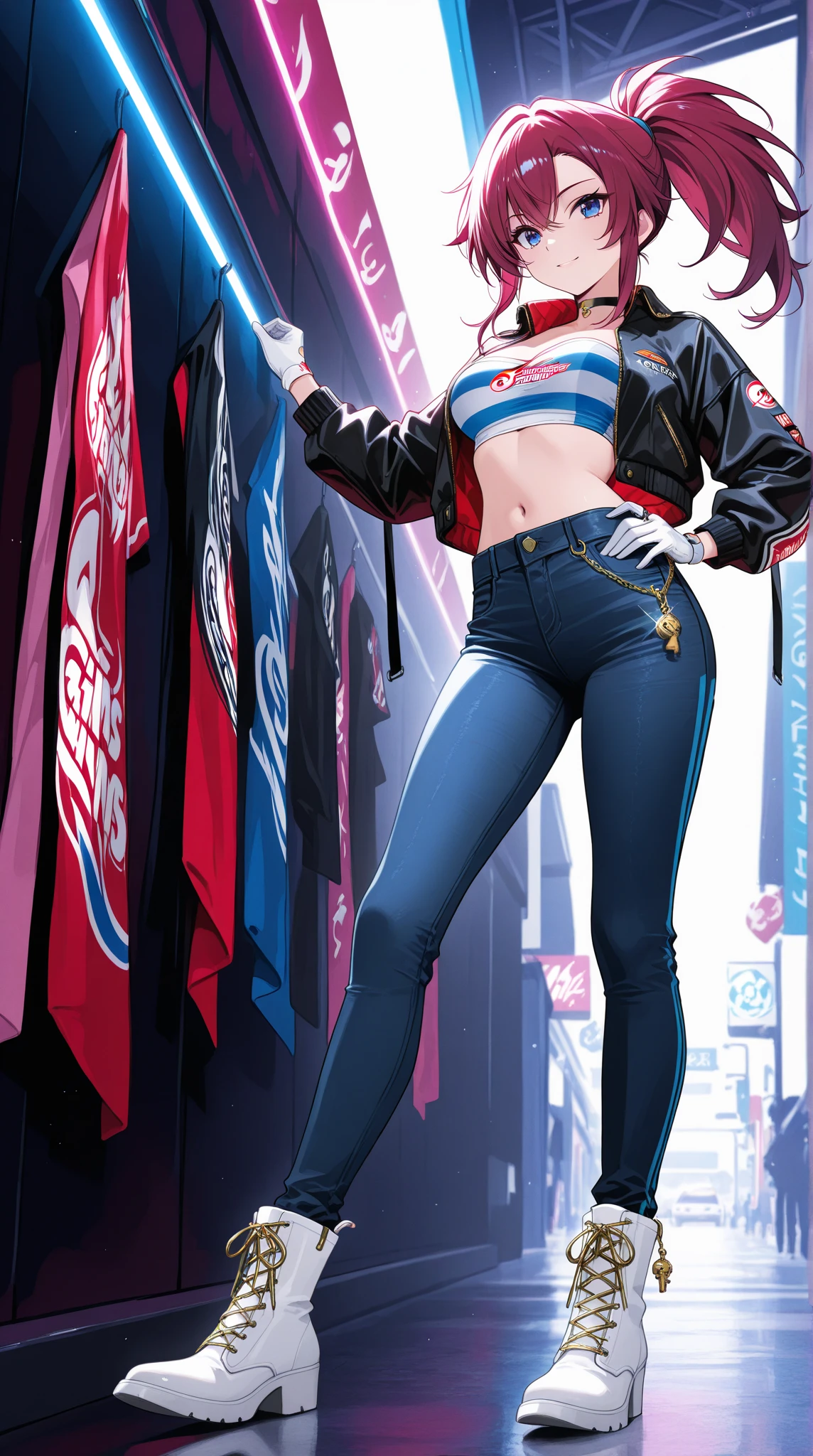 (Ultra-detailed, photorealistic, best quality, 4k,8k, highres, masterpiece:1.3), Featured is Sofia, a radiant figure from Los Angeles, USA, ((who embodies the essence of confidence and allure)), (((She boasts a statuesque figure, standing at 1.70 meters and weighing around 60 kilograms, epitomizing the hourglass beauty))), (Her hair is long, wavy and dyed a vibrant yellow blonde), (Her eyes are a deep brown), ((and a physique with a defined waist, full hips, and perfectly round, squinching F-cup enhanced breasts)), accentuated by her sun-kissed tan skin, (((She is wearing a Versace Crystal-Embellished Bustier Top to accentuate her bust and cleavage, complemented by Versace High-Waisted Skinny Jeans to highlight her curves))), She completes her look with Versace Medusa Chain Heeled Sandals, a Versace Greca Crystal Embellished Choker Necklace, and a Versace Virtus Small Leather Tote Bag, (exceptionally detailed:1.3),, super finely detailed hands, ultra finely detailed fingers(((ten fingers))), (posing elegantly), (full body showcase), (show full body), (no logos in the background), (no logo), ((**Villa in Beverly Hills background)).