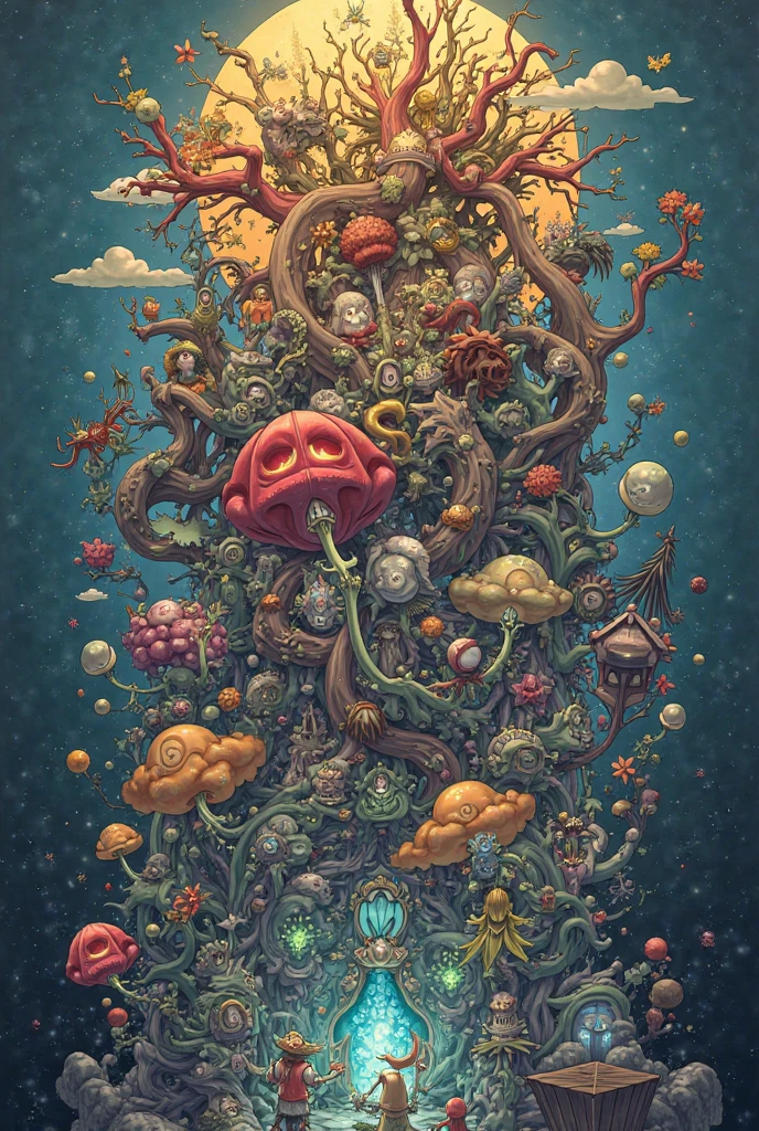 fisheye, 1turtle and many neon mushrooms, fireflies, shroom