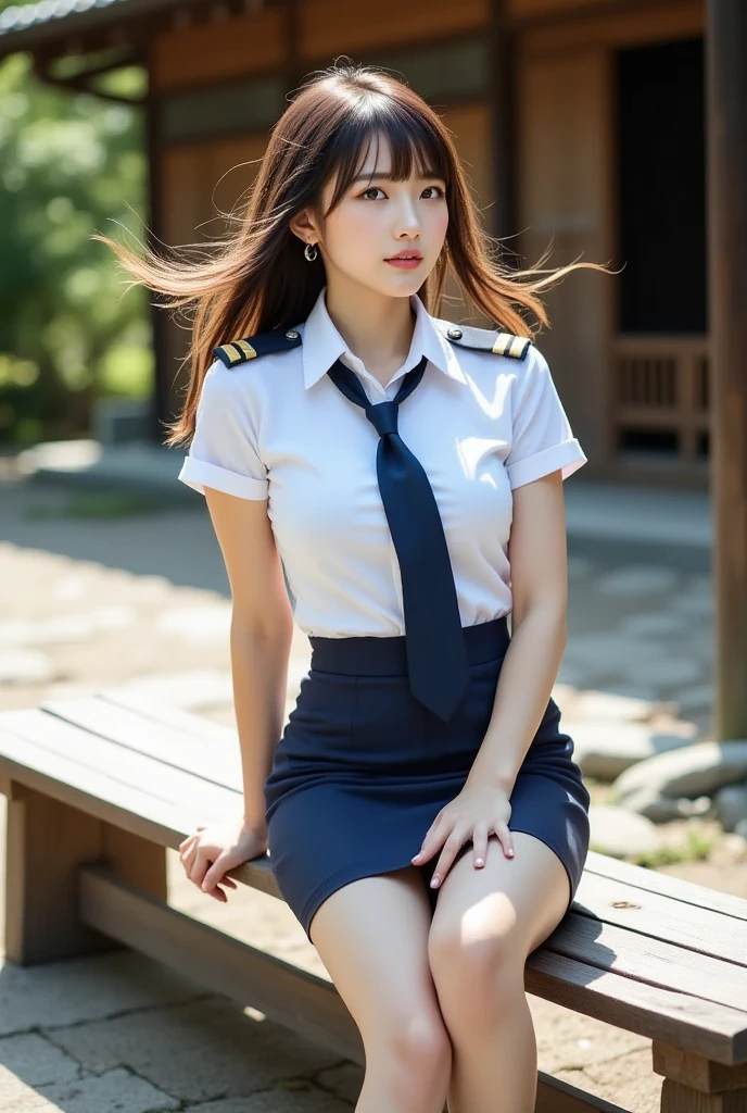 (policewoman、Woman in black tight skirt:1.4))、((is standing:1.2))、cute smile face:1.1、((top-quality,8K、​masterpiece:1.3))、Crisp focus:1.2、Oiled shiny skin、Professional Writing、(((Spread your legs apart)))、(((Close up of white panties)))、((Leg up:1.1))、((From below:1.4))