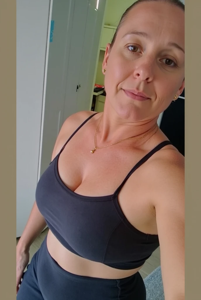 Photo of sad woman Karianne in bedroom, crying ,sitting,black bra,,8k, 4k,uhd. Top down view