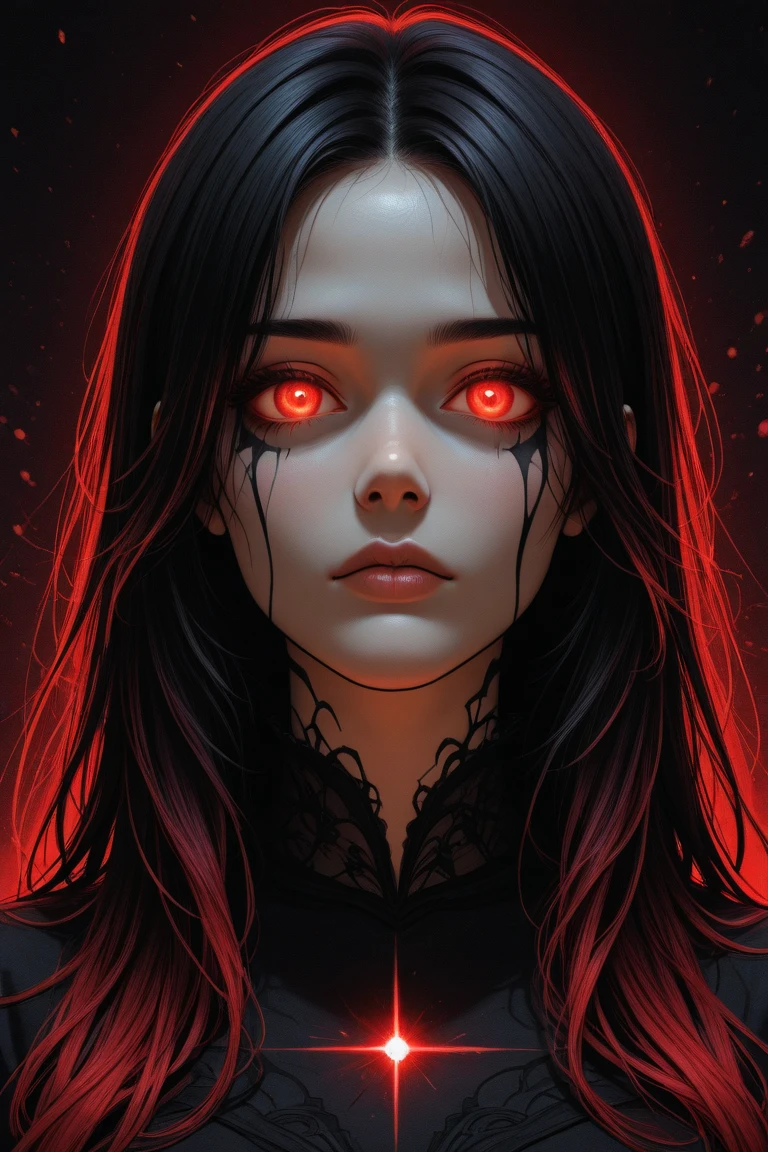 A macabre image stretches across the canvas, as if taken from a nightmare. In its center there is a bloody eye, as if torn from its orbit and thrown onto the canvas. From its depths flows a stream of thick, scarlet blood, flowing down the painting like tears of blood. A dark void stretches around the eye, like an abyss absorbing light.

The eye is like a wounded beast, full of pain and agony. His gaze is piercing through and through, arousing primal fear in the viewer. There is madness lurking deep inside, a mixture of extreme emotions: terror, pain and hopelessness.

The painting exudes a dark aura, like an embodiment of the deepest human fears. It is repulsive and fascinating at the same time, attracting the eye like a magnet. Looking at him, one gets lost in abstraction, losing the sense of time and reality.

It is not just a painting, it is a portal to the abyss of the human soul, revealing its darkest recesses. It is terrifying and chinotizing, but at the same time hypnotizing, forcing you to contemplate your own fears and weaknesses.

It is a masterpiece of darkness that will remain in your memory forever, evoking anxiety and making you reflect on the fragility of human existence.