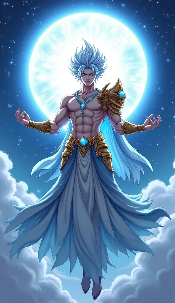 niji mode, a warrior bear god, full body, using a long spear, a modern and stylish fine suit, vibrant and bright cosmos, hairy young man, with ethereal and devilish demeanor, his features bathed in lunar glow. His skin, orange and navy blue, reflecting like a mirror, the starry night. Within its captivating gaze, galaxies swirl, vibrant hues of cosmic dust and celestial wonders painting a mesmerizing tapestry in shades of blue. a wild touch to his captivating gaze. His presence evokes a feeling of pride, a realm where darkness and beauty intertwine. As his presence draws attention, The enigmatic allure of this figure captivates the imagination, inviting contemplation of the hidden depths that lie beneath his captivating gaze, Studio Ghibli, metal hurlant.