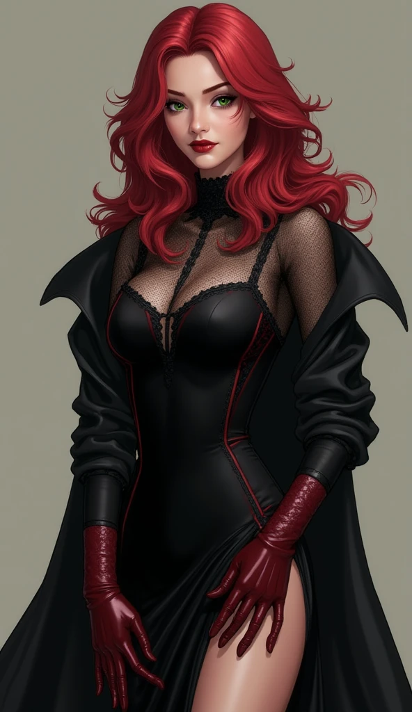 Vampire with red eyes and black coat
