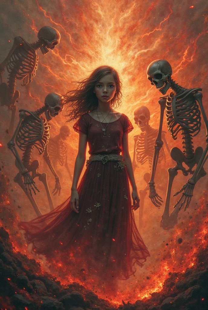 3d anime , Full body view for legs, RT by Cameron Gray Epic Poster, Girl-monster creature sits on a pile of bones and skulls watercolor painting, Jean-Baptiste Monge style, Ablaze, beautiful in spring, splash, big perfect eyes, Rim lighting, lights, Magic, fancy, digitl art, WLOP, artgerm and james jean, uncanny