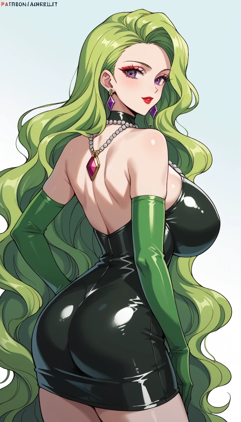 (highly detailed), high quality, masterpiece, (((beautiful))), (((full shot, back side view))), (((emily the emerald engine))), (((thomas the tank engine))), (((by drogod artist))), locomotive humanoid, athletic female, (((5 fingers))), (((5 toes))), big butt, large ass, (((white body, white skin))), emerald green nails, emerald green eyes, emerald green lipstick, eyelashes, eyeliner, black hair, (((light skin))), (((black eyebrowns))), (((thin eyebrowns))), very long hair, (((ass length hair))), Ironed hair, hair on the forehead, bubble ass, (((busty))), butt, (((emerald green highleg one pice swimsuit with gold strip))), (((cleavage))), (((feet detail))), fingers, humanoid feet, humanoid hands, (((horny face))), in love to the viewer, large bum, looking at viewer, nails, partially visible vulva, (((protective mother countenance))), pose, (((standing))), sensual eye, bedroom eyes, sensual body, smile, soles, soft soles, arched soles, tiptoes, feet blush, (((sole blush))), solo, sheap space, lying up, feet up, thick thighs, thighs together, toes, (((voluptuous))), large thigs, (((high thighs))), (((high hips))), wide hips, curvy figure, curvaceous, absurd res, hi res, signature, in a spaceship next to a large window space