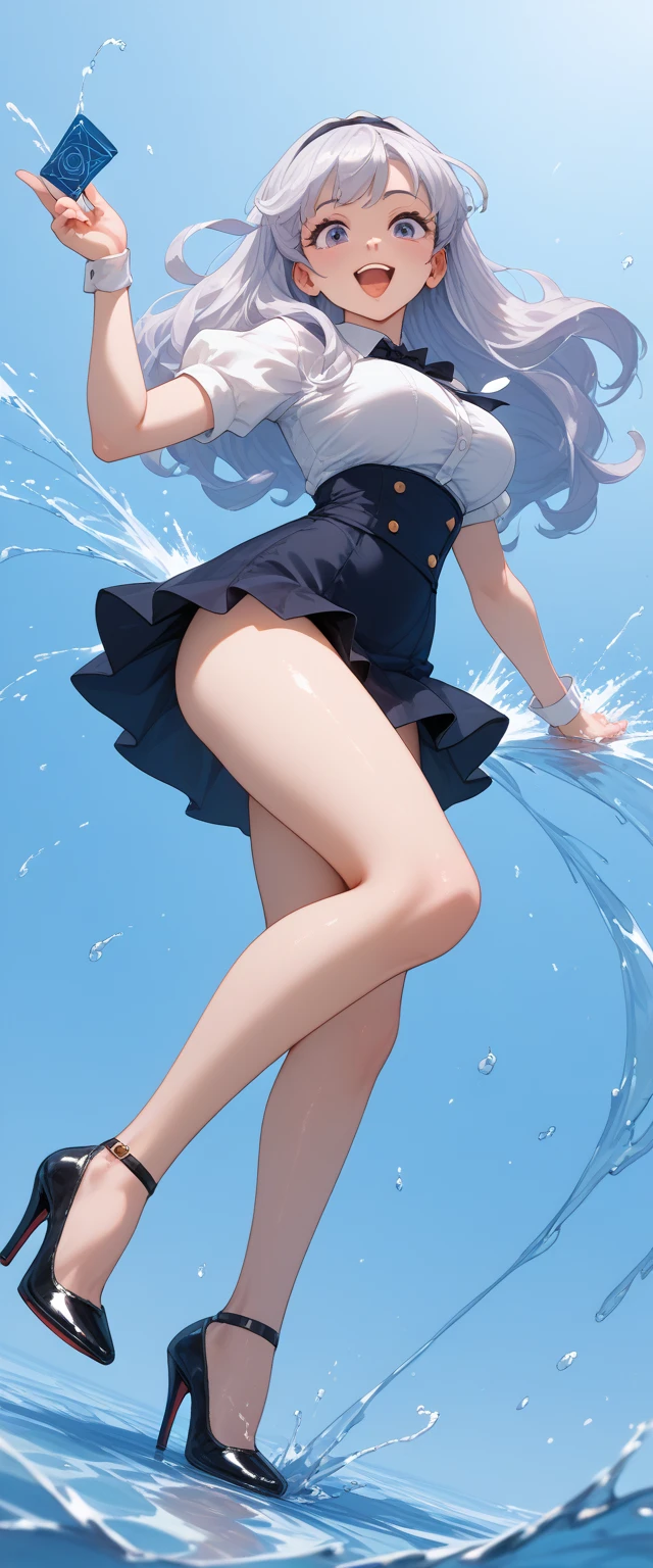 (masterpiece, highest quality, ultra high res, ultra detailed:1.3), 1 cute girl, ideal ratio body proportions, full body, (in snow globe:1.4), in container, (herbarium:1.2), (spherical glass), (floating), (zero gravity), (skirt floating up by buoyancy:1.2), solo focus, submerged, underwater, air bubble, bright lighting, spherical glass wall, pink medium hair, small , (white pantie 