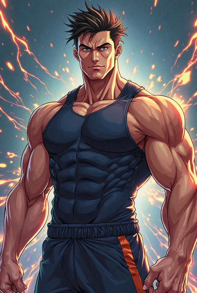 masterpiece, best quality, ultra detailed, mature man, hunk, muscle, very short hair, body steam, shiny body, (mens red speedo, shiny:1.3, shirtless), cowboy shot, dark skin, crossed arms, simple background
