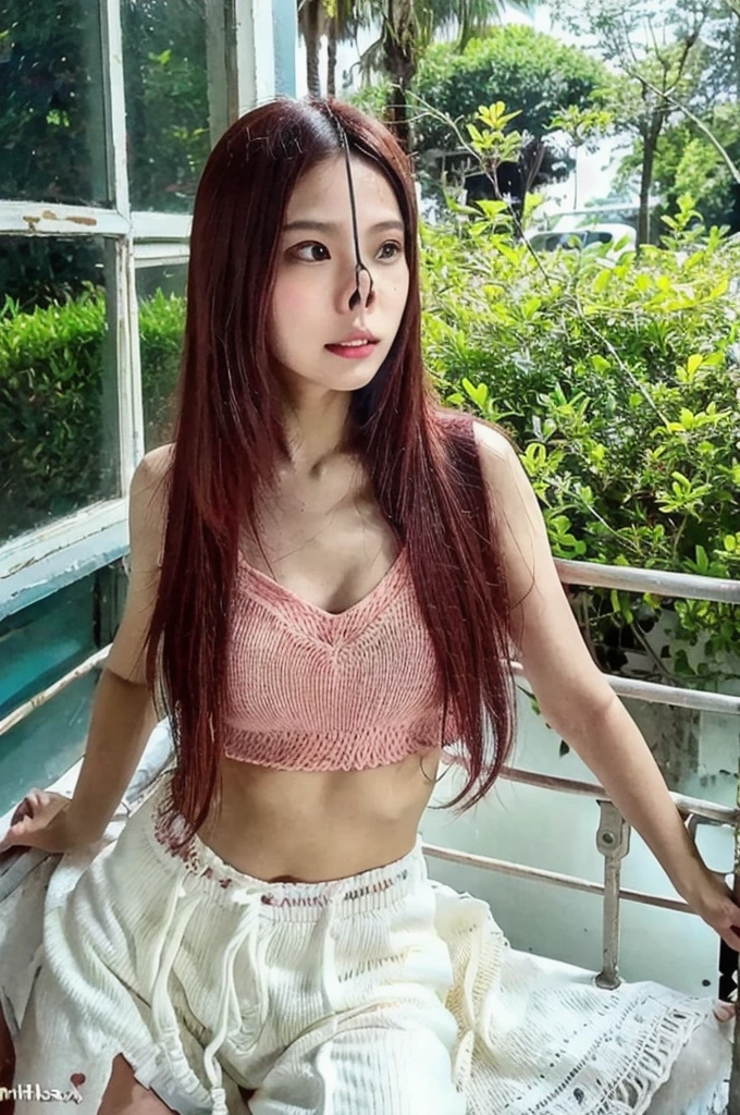 Araffada woman with red hair taking a selfie with her phone., obra de arte al estilo de guweiz, hasta el modelo | germen de arte, inspirado en Sim Sa-jeong, fotorrealista perfect body, realistic art style, muchacha coreana, estilo anime realista 3d, inspirado en Kim Deuk-sin, inspirado en Yanjun Cheng, fotorrealista!!!!!!! Estilo de Arte