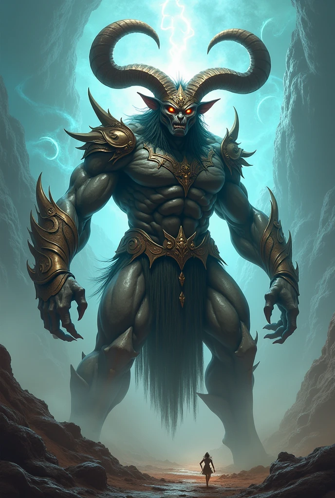 In a realm bathed in ethereal light, a mystifying, bioluminescent Minotaur traverses a tranquil, lush environment, its Regal horns aglow with a radiant inner essence, textured skin, super detail, masterpiece, highres, 16k