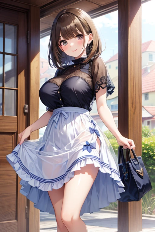 anegasaki nene、Shiny brown hair, short hair, (Beautiful brown eyes、Sparkling eyes, Fine grain)、smile、Ultra-detailed eyes、Highly detailed face, Highly detailed eyes,
(masterpiece, Highest quality, High resolution, 超High resolution, Pixel perfect, Depth of written boundary, 4K, RTTX 10.0, High resolution))),
((A beautiful woman is standing shyly lifting her skirt:1.4)),
(Cute clothes, Light blue checked apron, A lace apron with plenty of frills and ribbons, Knee socks:1.3),
((stylish, Sexy and cute panties, stylish shiny satin panties,
(Side tie panties:1.1), The center is plain light blue、Panties with black lace on both sides, Small panties:1), Light blue panties:1.3), (Cleavage,), (Embarrassed expression:1.4), (blush:1.2) , (amusement park, 背景にamusement parkのアトラクション, There are many people in the background々There are々: 1.3), Angle from the front, (Lift up your skirt with your own hands:1.3)