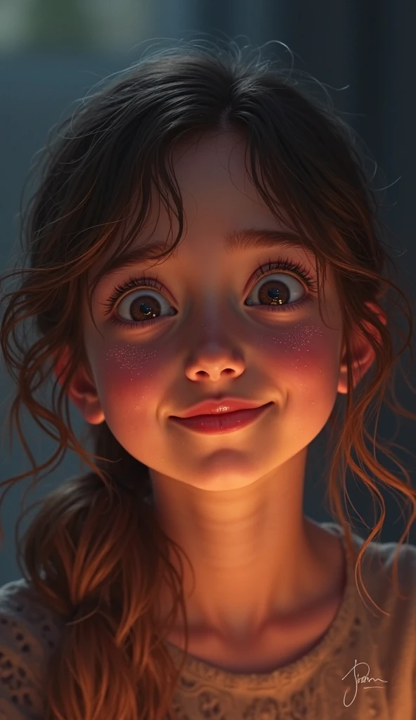 kid facing the camera with a love expression with hearts in the eyes