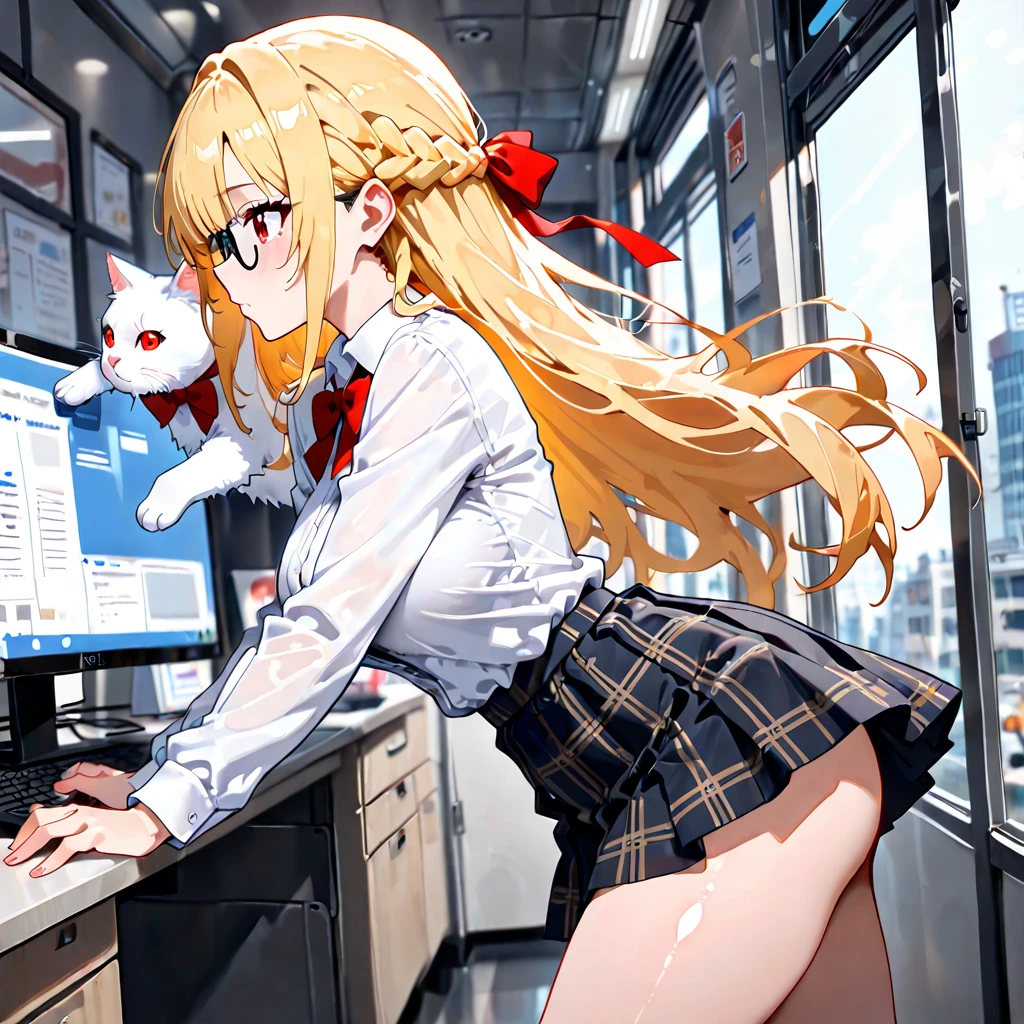 (Cute girl masturbates on a dildo machine:1.2 、Show your vagina:1.2、Semen flowing from the vagina:1.3)、(Ecstatic expression、Young face)、NSFW、(naked:1.2)、Sexualized Primary School Uniforms、Busy city、Light Hair Color、Detailed body