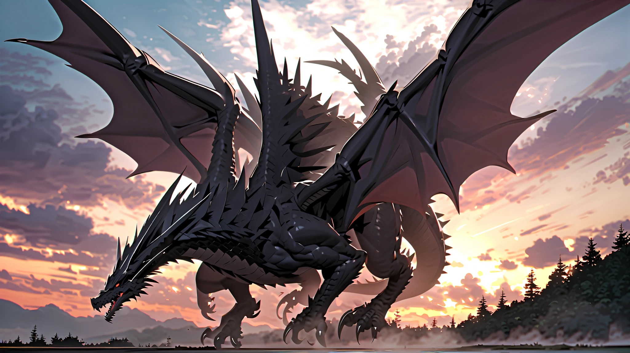 ((Masterpiece, top quality, high resolution)), ((highly detailed CG unified 8K wallpaper)), Pink pterosaur, Detailed scales and claws covered with armor-like scales, wide angle dynamic action shot, 